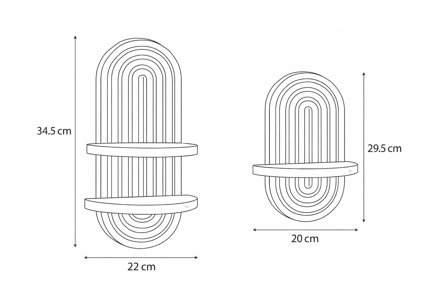 Arch-Shaped Wood Wall Shelves