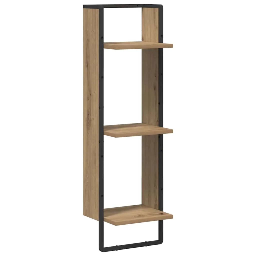 3-Tier Wood & Metal Wall Shelf