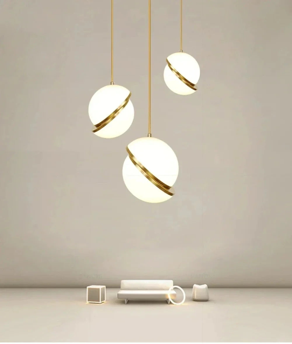 Nordic-Style Spherical Copper Pendant Light