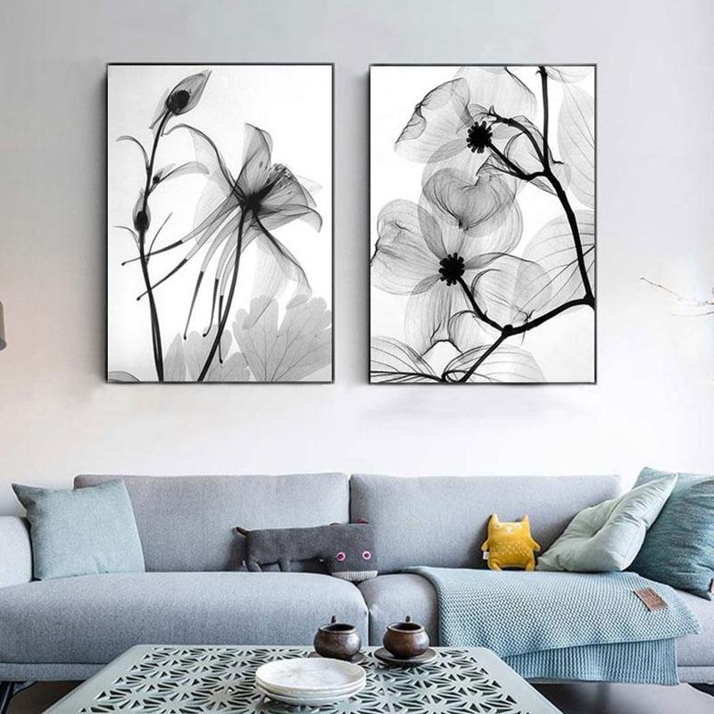 Tableau Scandinave Fleur Abstrait
