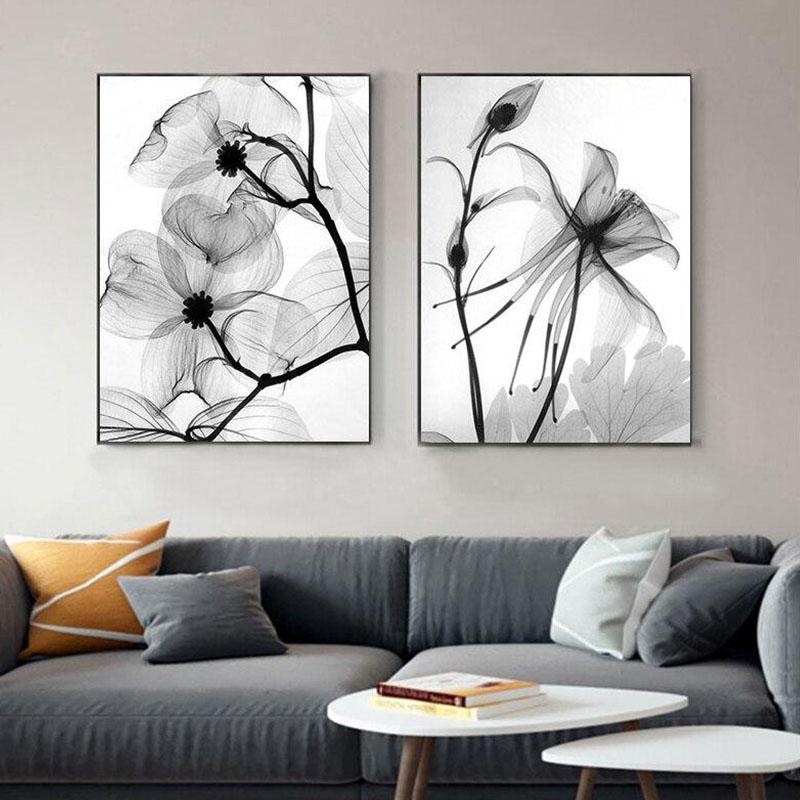 Tableau Scandinave Fleur Abstrait