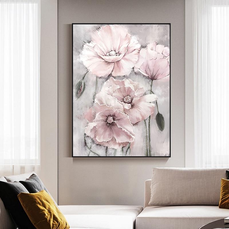 Tableau Scandinave Fleur Rose