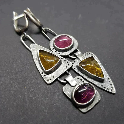 Boucles d’Oreilles Géométriques Triangulaires Style Vintage