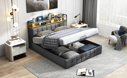 Ottoman Storage Bed with LED & USB