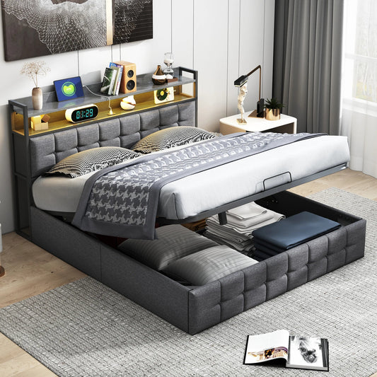 Ottoman Storage Bed with LED & USB