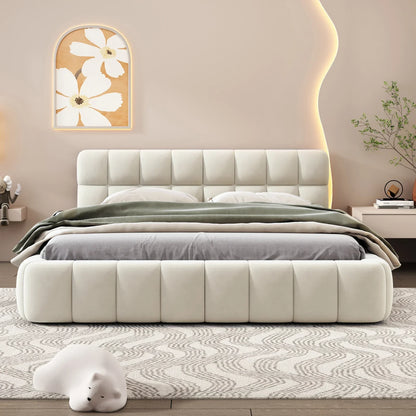 Beige Double Padded Bed