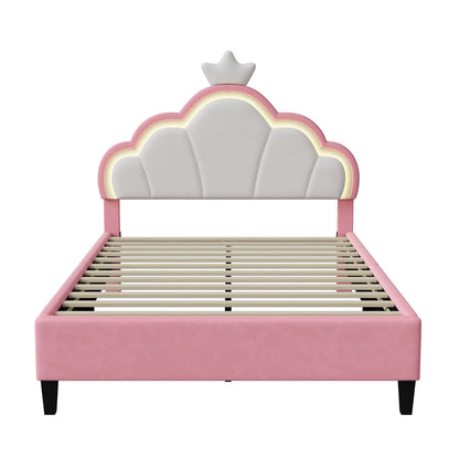 Crown Design Velvet Padded Bed