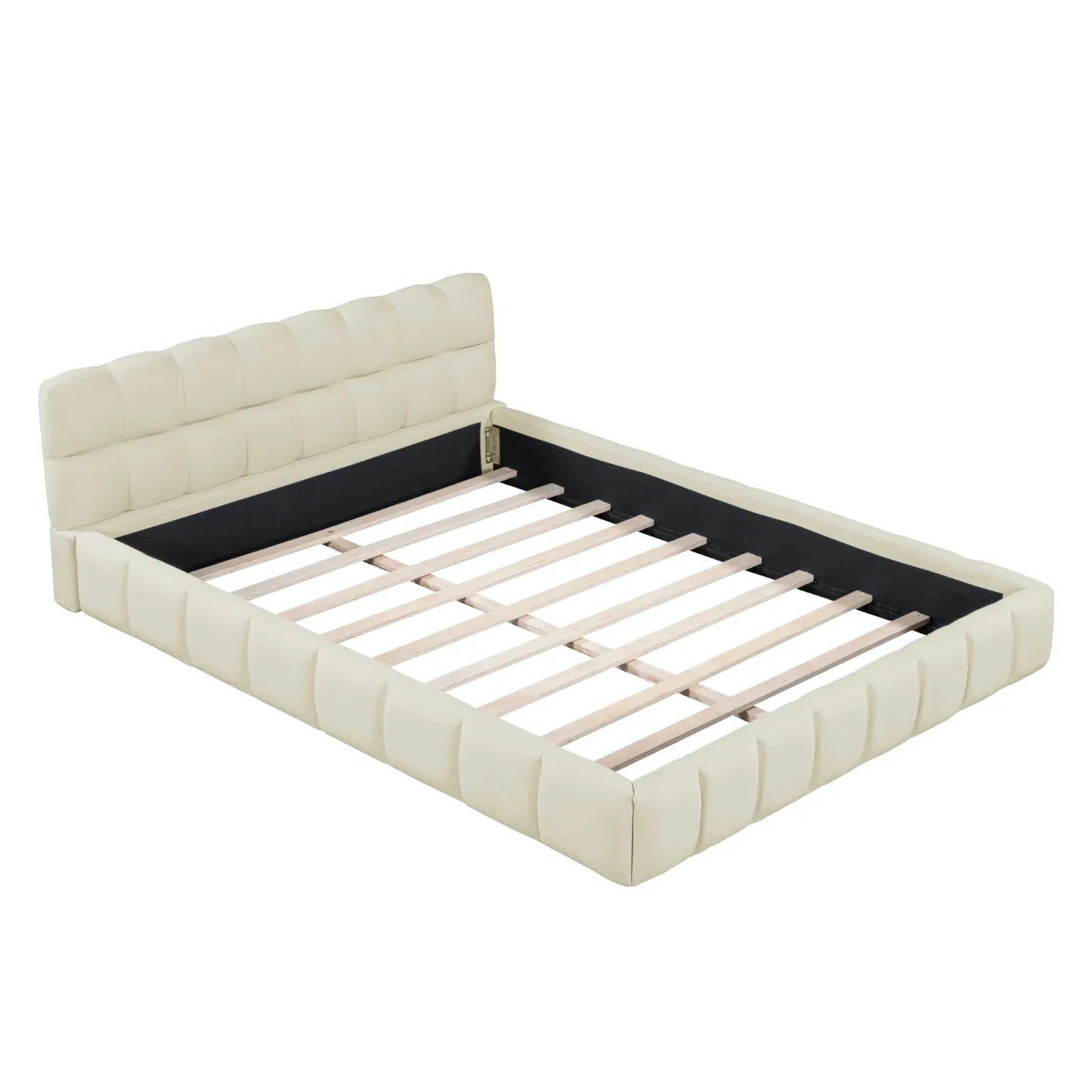 Beige Double Padded Bed