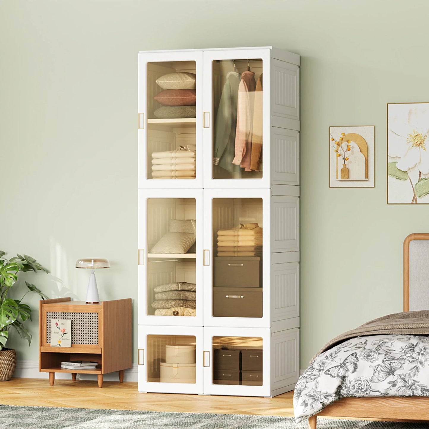 Foldable Wardrobe with Transparent Magnetic Doors