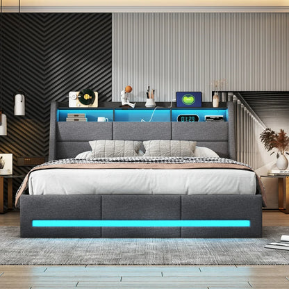 Ottoman Storage Bed with LED & USB Charging