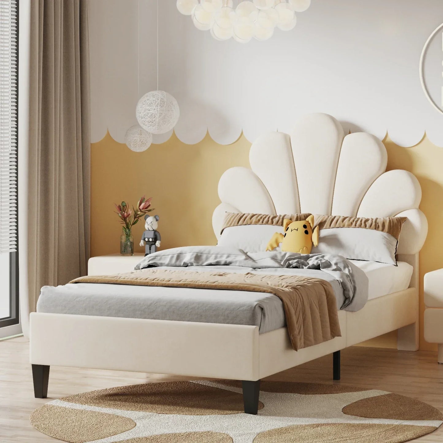 Single Padded Velvet Bed