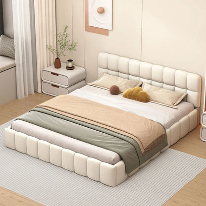 Beige Double Padded Bed