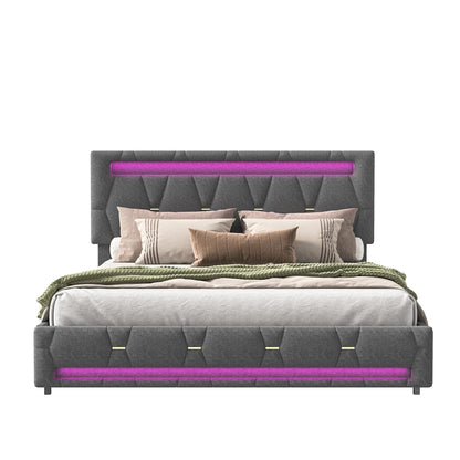 Padded Bed with LED & Storage