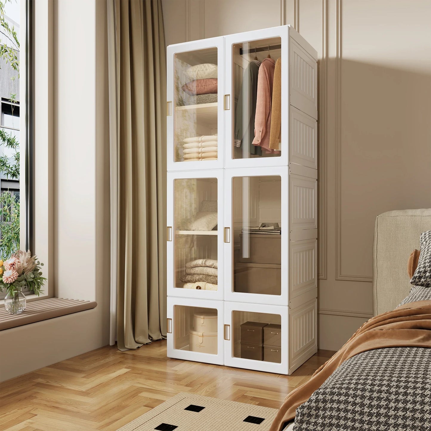 Foldable Wardrobe with Transparent Magnetic Doors