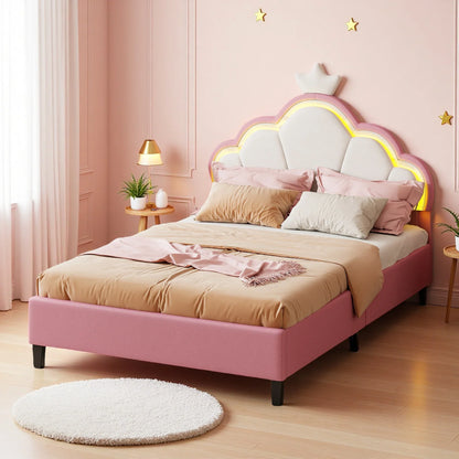 Crown Design Velvet Padded Bed