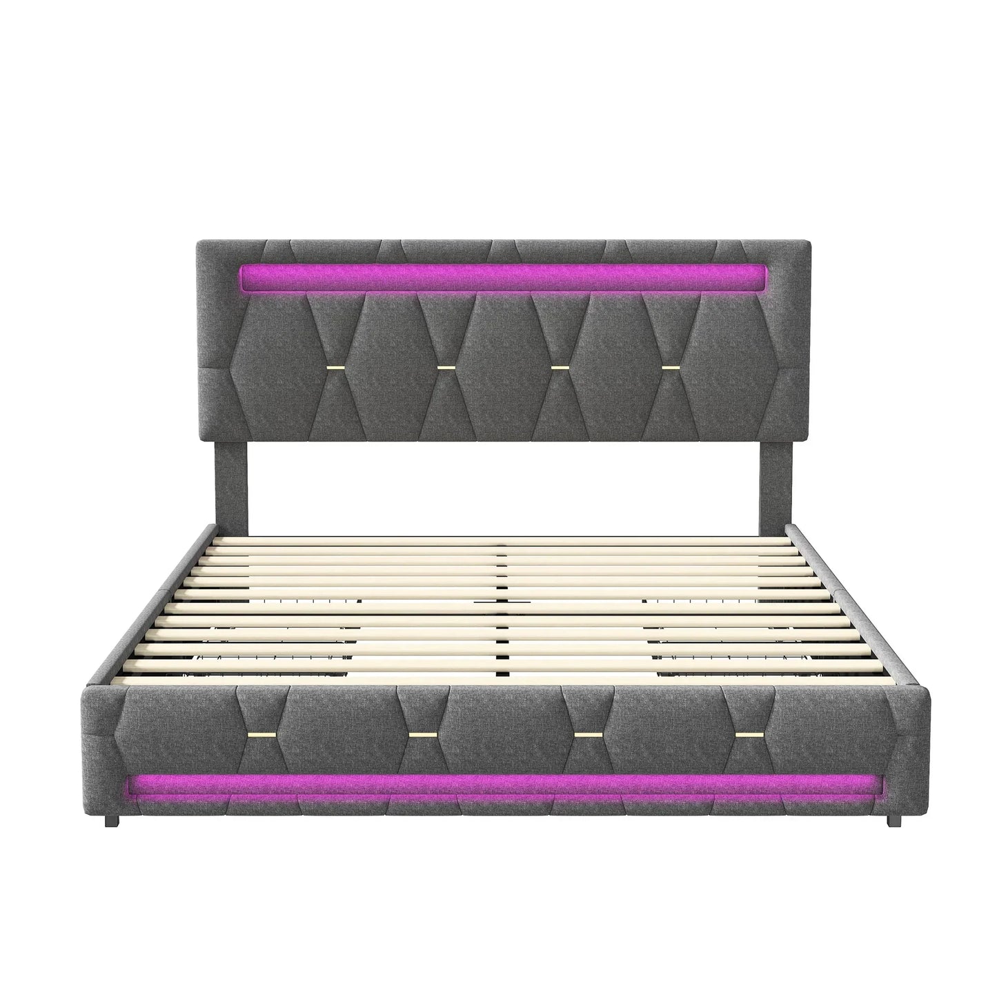 Padded Bed with LED & Storage