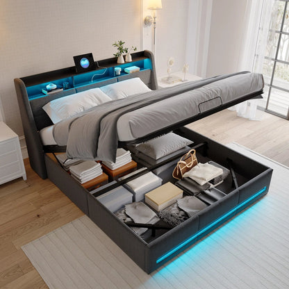 Ottoman Storage Bed with LED & USB Charging