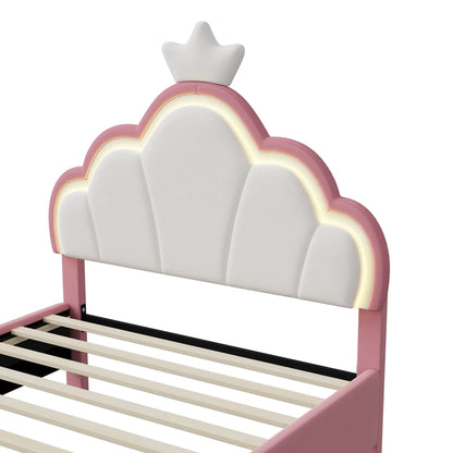 Crown Design Velvet Padded Bed