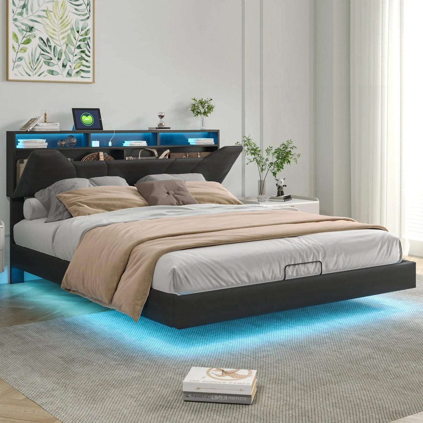 Floating Design Storage Bed with Drawer