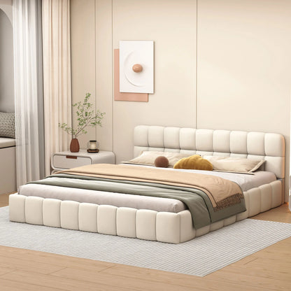 Beige Double Padded Bed