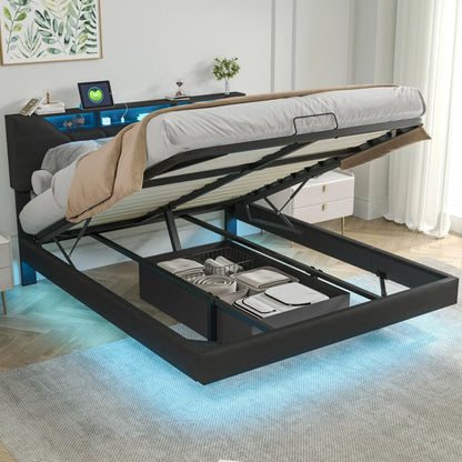Floating Design Storage Bed with Drawer