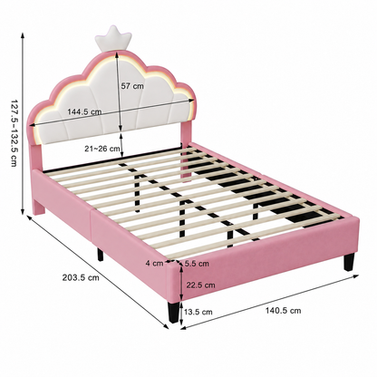 Crown Design Velvet Padded Bed