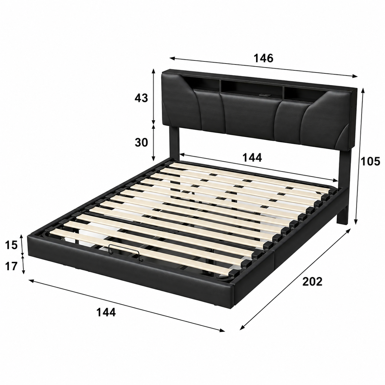 Floating Design Storage Bed with Drawer