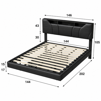 Floating Design Storage Bed with Drawer