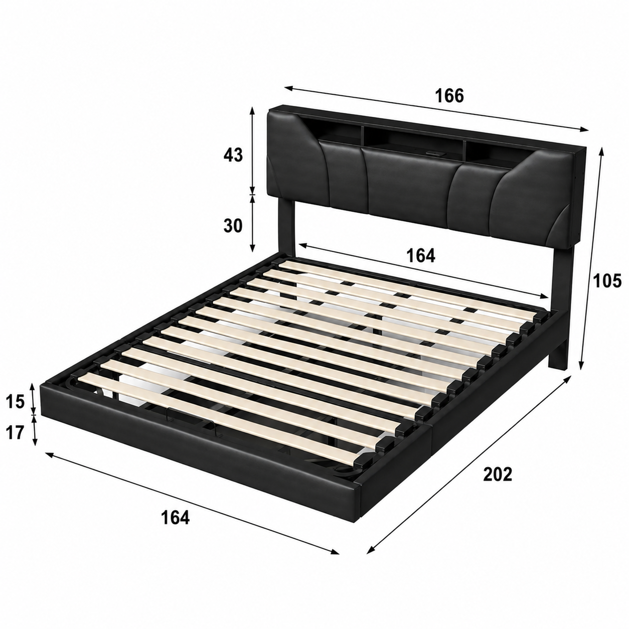 Floating Design Storage Bed with Drawer