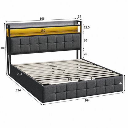 Ottoman Storage Bed with LED & USB