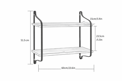 Industrial 2-Tier Wood & Metal Wall Shelf