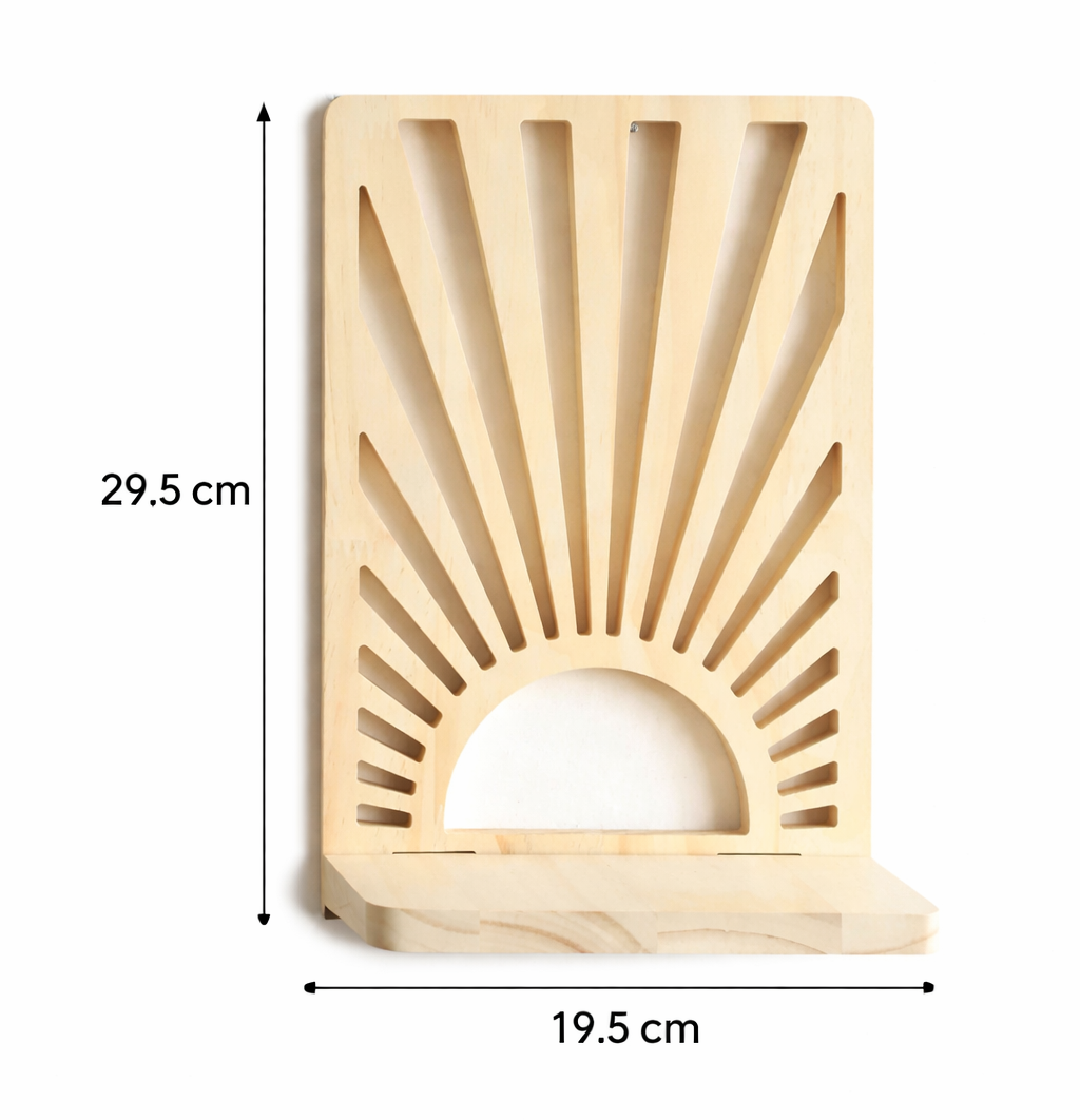 Bohemian Sunburst Natural Wood Wall Shelf