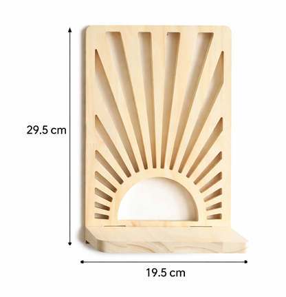 Bohemian Sunburst Natural Wood Wall Shelf