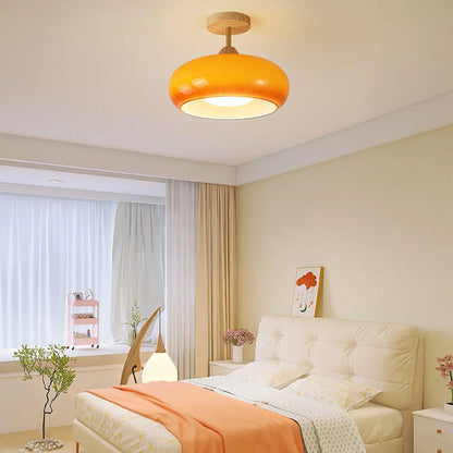 Vintage Bauhaus Wood and Glass Ceiling Light