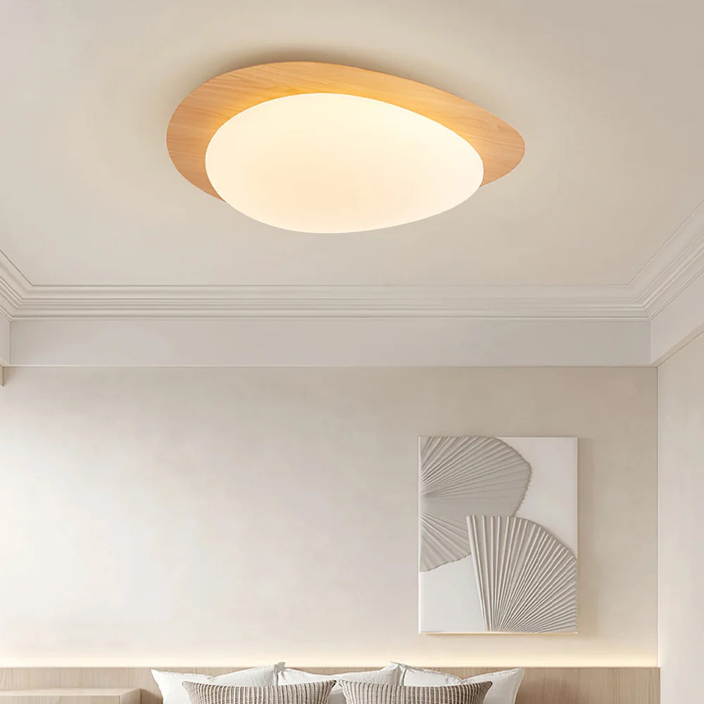Modern Pebble Ceiling Light, Walnut Finish