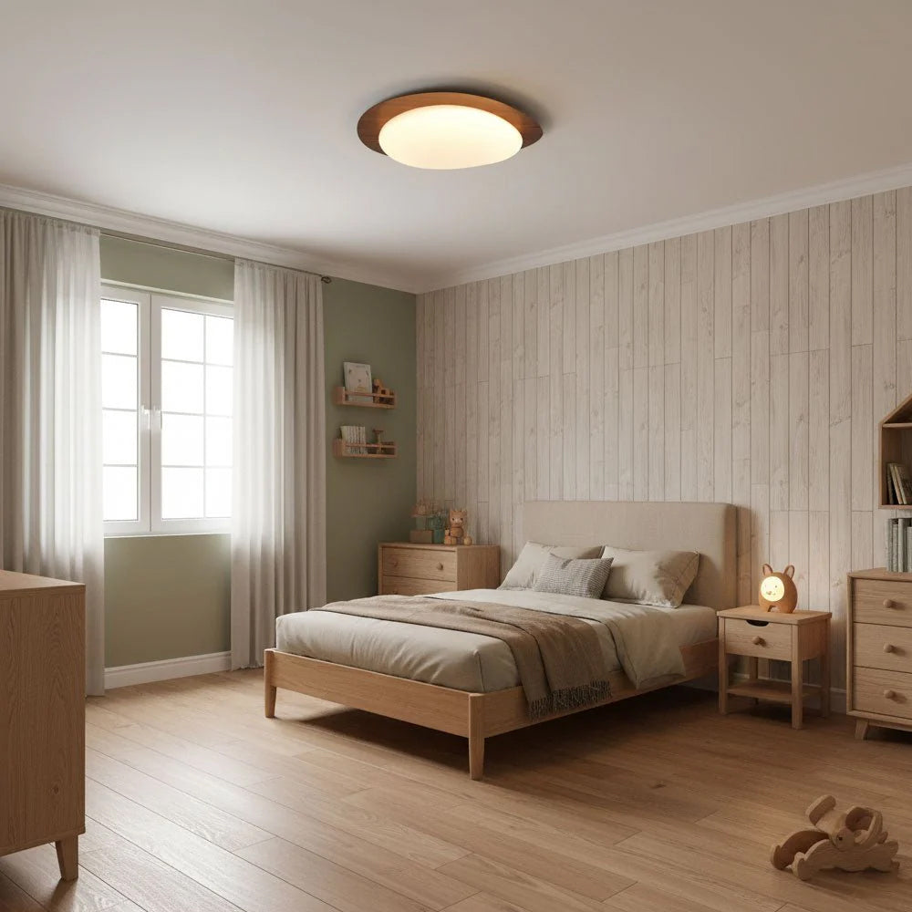 Modern Pebble Ceiling Light, Walnut Finish