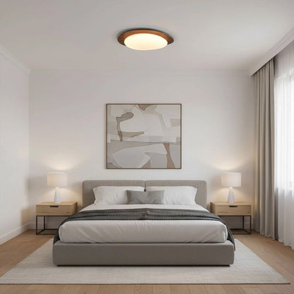 Modern Pebble Ceiling Light, Walnut Finish