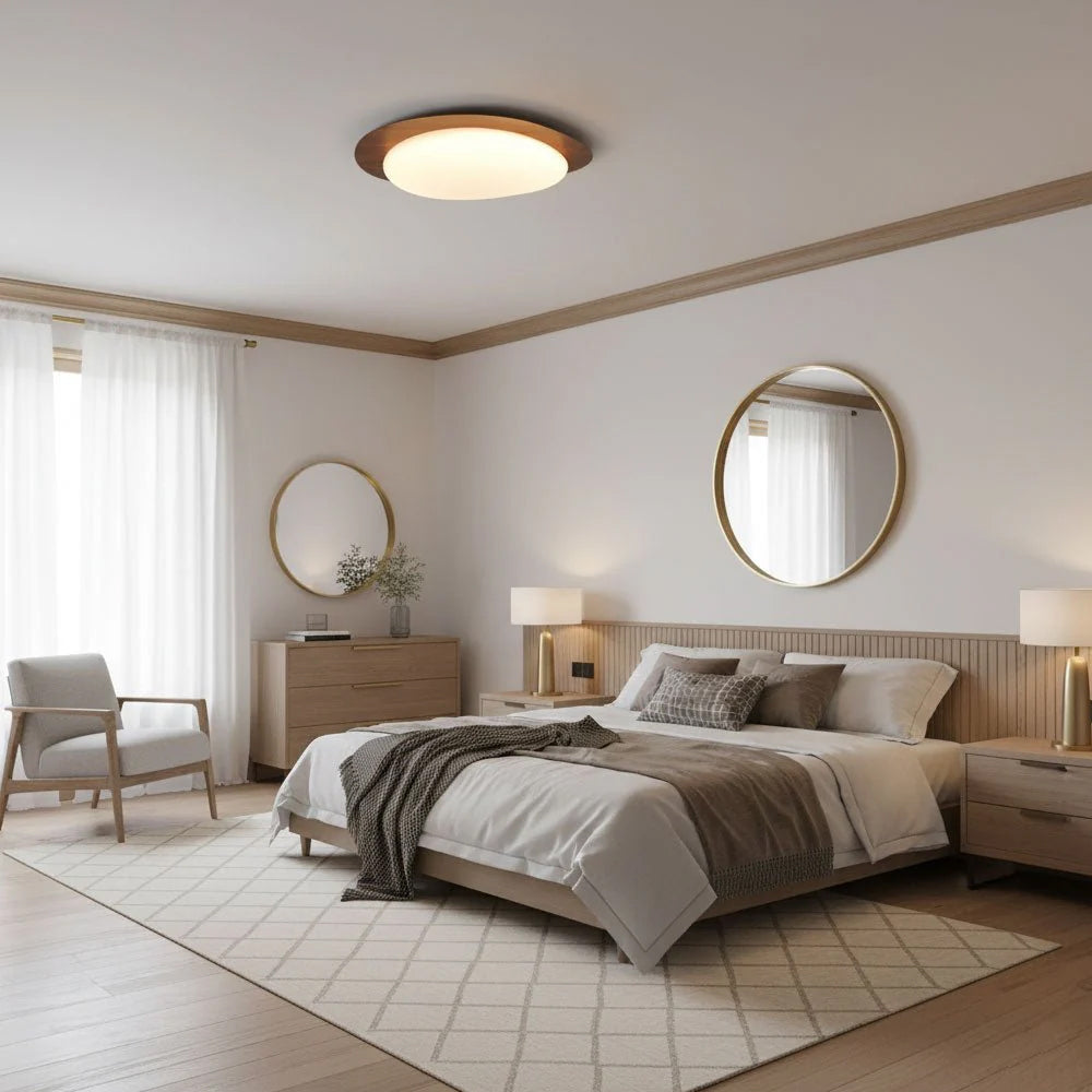 Modern Pebble Ceiling Light, Walnut Finish