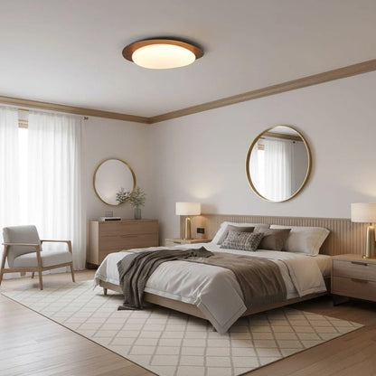 Modern Pebble Ceiling Light, Walnut Finish
