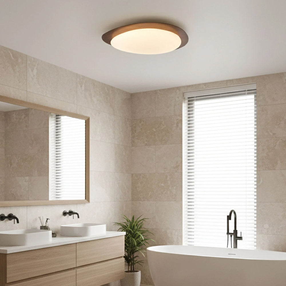 Modern Pebble Ceiling Light, Walnut Finish