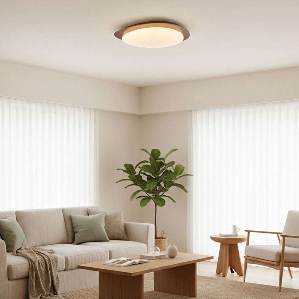 Modern Pebble Ceiling Light, Walnut Finish