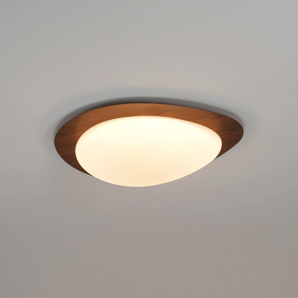 Modern Pebble Ceiling Light, Walnut Finish