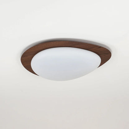 Modern Pebble Ceiling Light, Walnut Finish