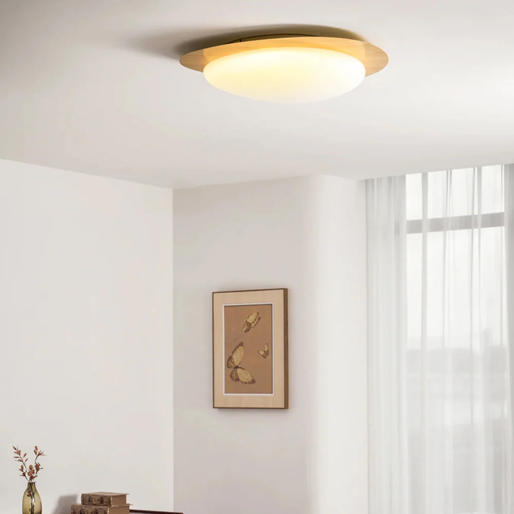 Modern Pebble Ceiling Light, Walnut Finish