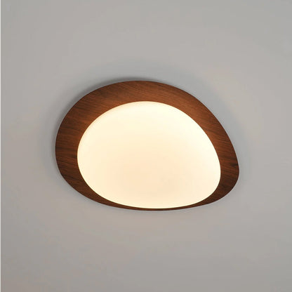 Modern Pebble Ceiling Light, Walnut Finish