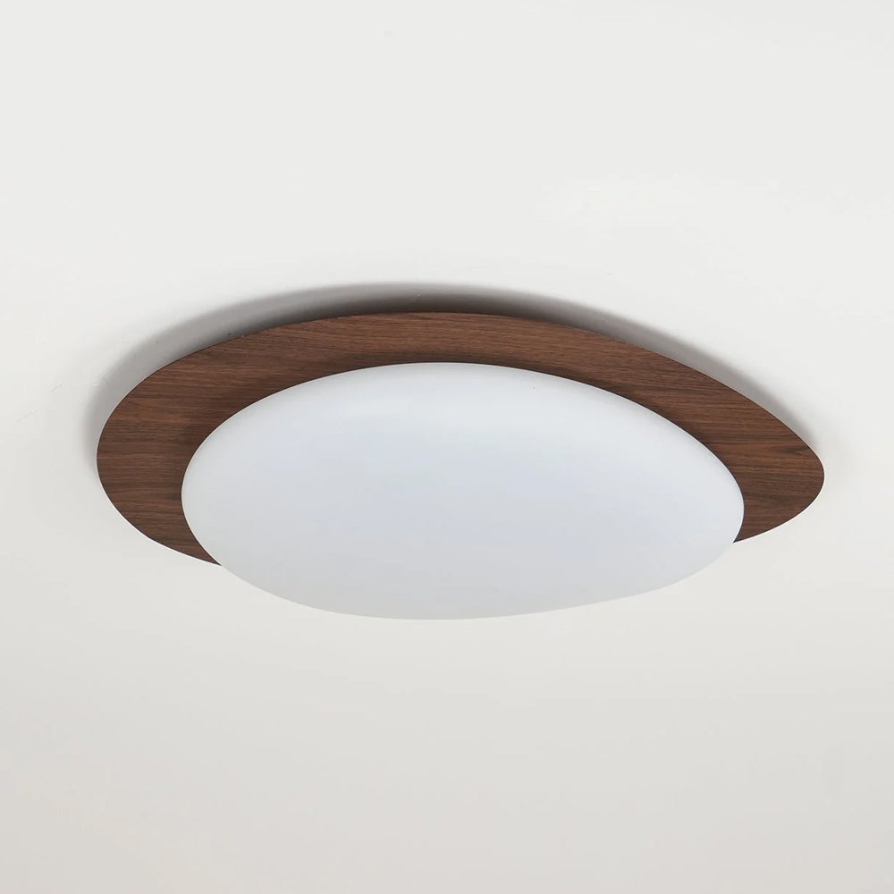 Modern Pebble Ceiling Light, Walnut Finish