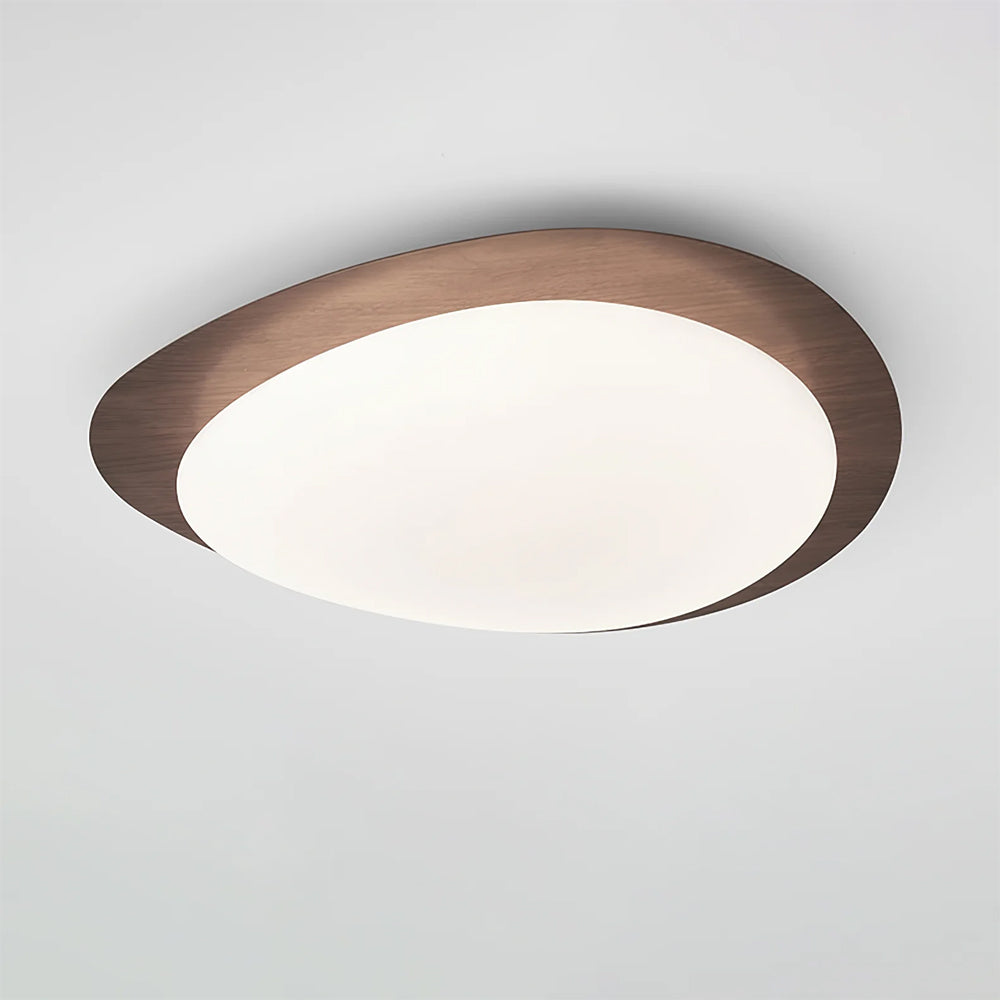 Modern Pebble Ceiling Light, Walnut Finish