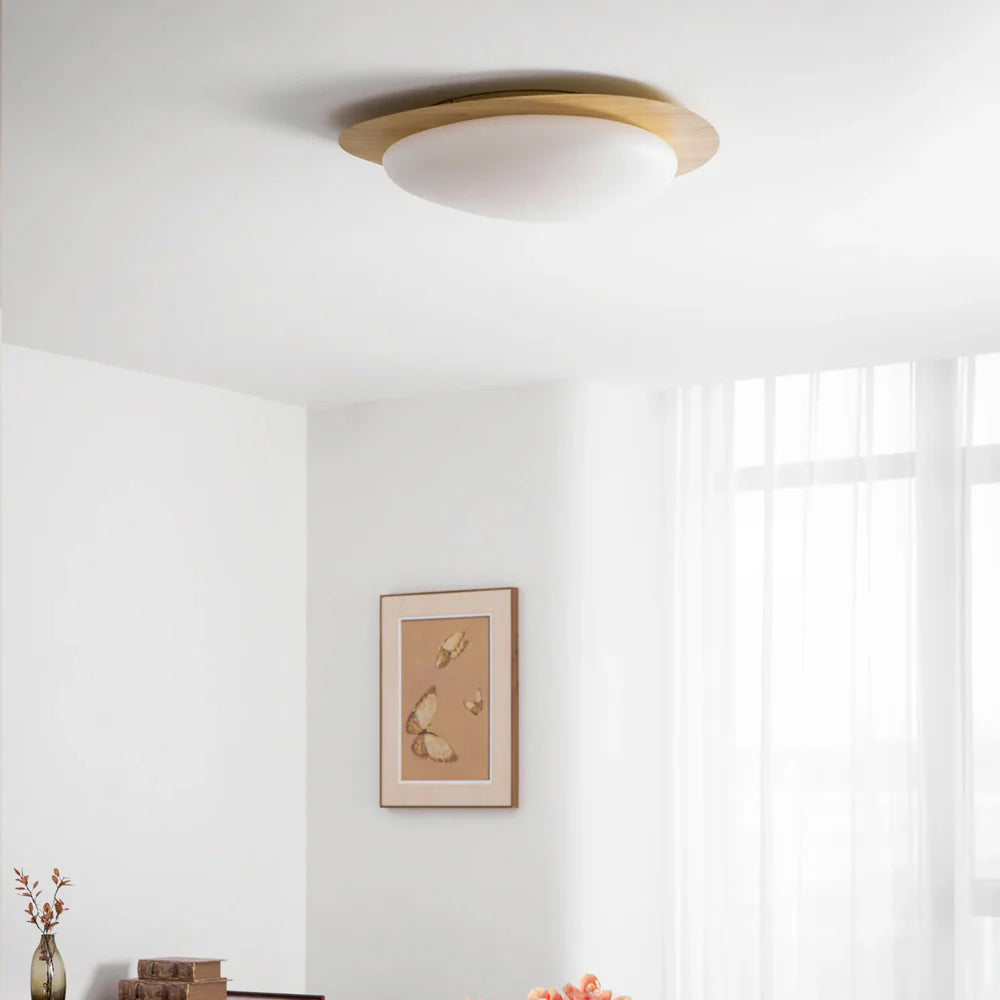 Modern Pebble Ceiling Light, Walnut Finish