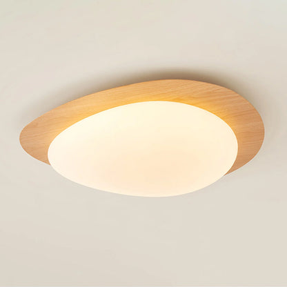 Modern Pebble Ceiling Light, Walnut Finish