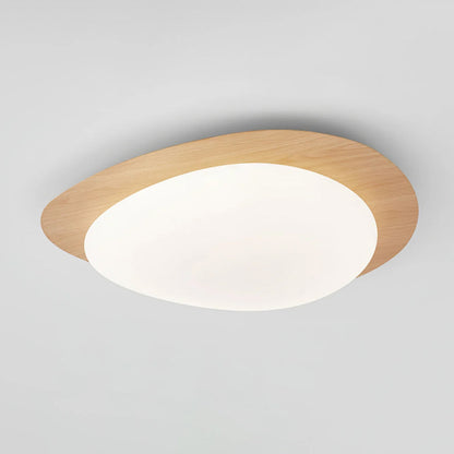 Modern Pebble Ceiling Light, Walnut Finish